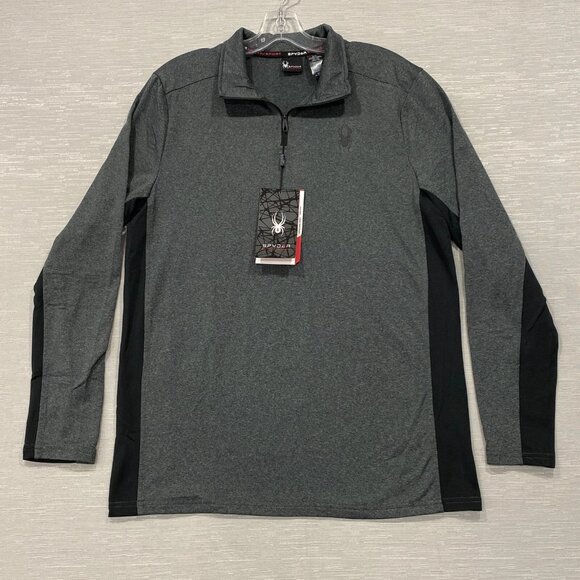 SPYDER 1/4 Zip Pullover Shirt Mens Medium Grey Base Layer Quick Dry - Picture 3 of 13